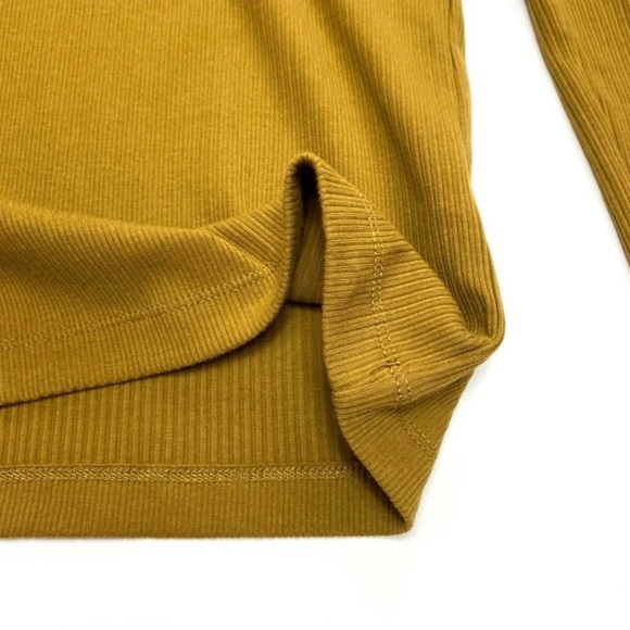 J.CREW Ribbed Ruffle Neck Long-Sleeve Shirt in Mustard Yellow - Picture 7 of 7